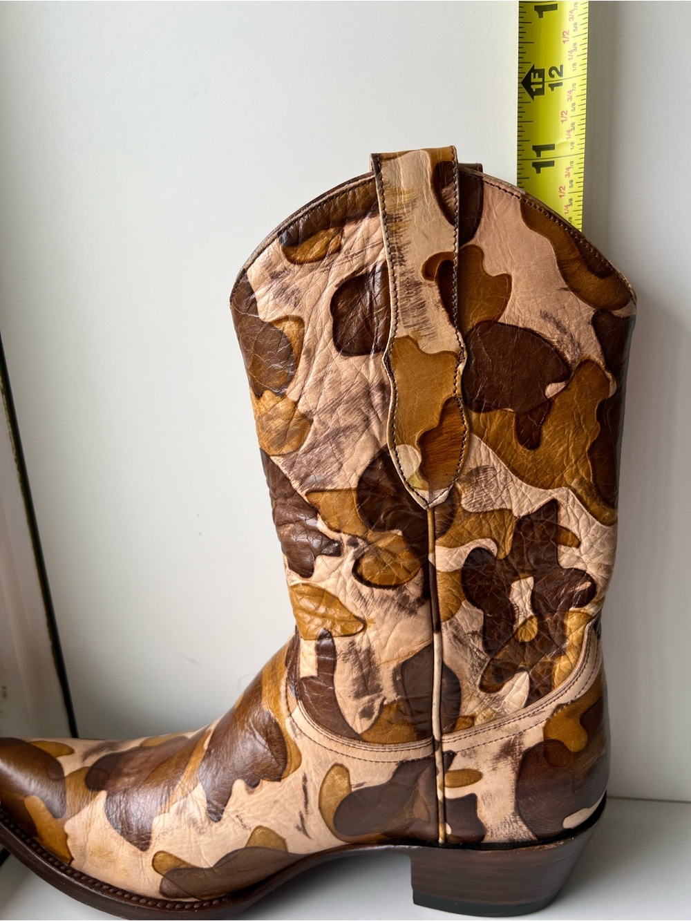 Old Gringo Brown Tan Cream Camo Print Leather Cowboy Boots 7 - Picture 8 of 16